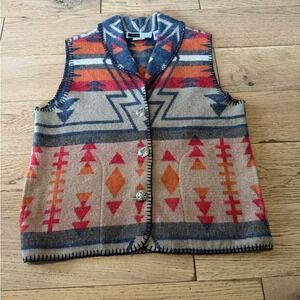 Rhonda Stark Wool Blend Aztec Western Vest Size Large Made in the USA